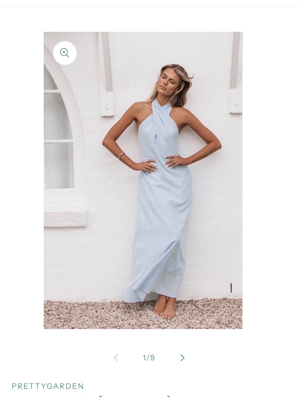 Petal & Pup Light Blue Backless Halter Maxi Dress